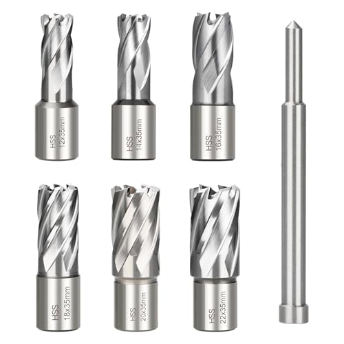 BALUGAEA 7 Stücke HSS Kernbohrer Satz, Weldon Bohrer Set, mit 19 mm Weldonschaft, Schneidedurchmesser: 12, 14, 16, 18, 20, 22mm Schnitttiefe 35mm mit Auswerfstift BALUGAEA 7 Stücke HSS Kernbohrer Satz, Weldon Bohrer Set, mit 19 mm Weldonschaft, Schneidedurchmesser: 12, 14, 16, 18, 20, 22mm Schnitttiefe 35mm mit Auswerfstift von BALUGAEA