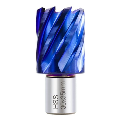 BALUGAEA HSS Kernbohrer 30 mm Schneiddurchmesser, 19 mm Weldonschaft, 35 mm Schnitttiefe, Kernbohrer für Magnetbohrmaschinen, Nano-Blau-Beschichtung BALUGAEA HSS Kernbohrer 30 mm Schneiddurchmesser, 19 mm Weldonschaft, 35 mm Schnitttiefe, Kernbohrer für Magnetbohrmaschinen, Nano-Blau-Beschichtung von BALUGAEA