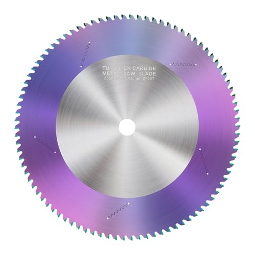 BALUGAEA Hartmetall Kreissägeblatt Sägeblatt 355x30mm 90 Zähne für Metall Stahl Eisen ULTRA-Beschichtung Kreissägeblätter für Tischkreissäge,Kappsäge,Gehrungssäge,HM Tischkreissägeblatt von BALUGAEA