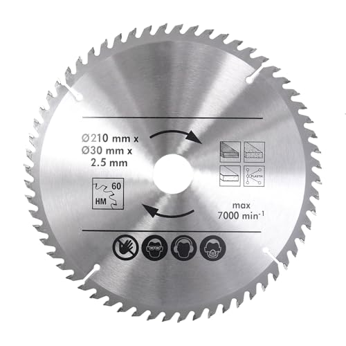 BALUGAEA Kreissägeblätt 210x30mm HM Sägeblatt Kreissägeblätter 60 Zähne für Handkreis-Sägen, geeignet für Paletten Holz MDF Kunststoff BALUGAEA Kreissägeblätt 210x30mm HM Sägeblatt Kreissägeblätter 60 Zähne für Handkreis-Sägen, geeignet für Paletten Holz MDF Kunststoff von BALUGAEA