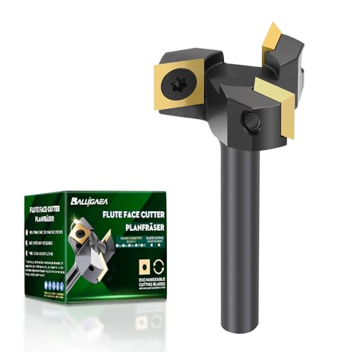 BALUGAEA Planfräser 8mm Schaft Durchmesser 35 mm Hobelfräser Holz Abflachfräser mit TiN-besch Hartmetallmessern 10,5x10,5x2,2mm CNC Fräser für Oberfräse RPM16000 von BALUGAEA
