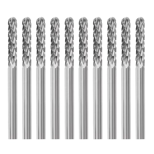 Hartmetall Frässtifte Set, 10 Stück Typ C Doppelschnitt-Frässtifte mit 3mm Schaft Frässtifte für Metall, Schneidschleifer, Metallschnitzen, Polieren, Gravieren, Fräser-Bit-Set Hartmetall Frässtifte Set, 10 Stück Typ C Doppelschnitt-Frässtifte mit 3mm Schaft Frässtifte für Metall, Schneidschleifer, Metallschnitzen, Polieren, Gravieren, Fräser-Bit-Set von BALUGAEA