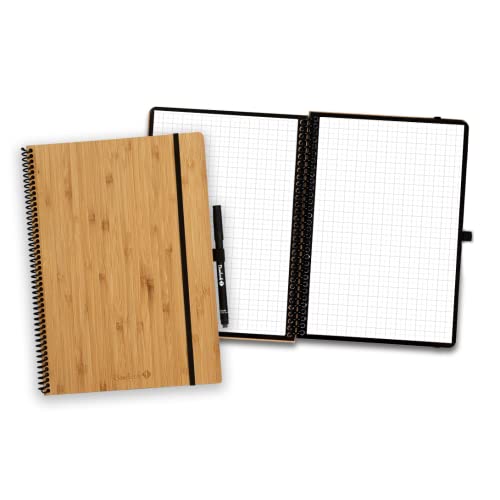 BAMBOOK Classic Notizbuch - Bambus-Holz Hardcover - A4 - Kariert, Wiederverwendbares Notizbuch, Notizblock, Reusable Notebook von BAMBOOK