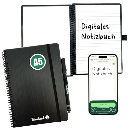 BAMBOOK Classic Notizbuch Original - A5 - Blanko & Liniert, Wiederverwendbares Notizbuch, Notizblock, Reusable Notebook von BAMBOOK