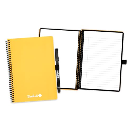 BAMBOOK Colourful Notizbuch - Gelb - A5 - Blanko & Liniert, Wiederverwendbares Notizbuch, Notizblock, Reusable Notebook von BAMBOOK