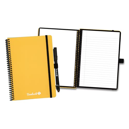 BAMBOOK Colourful Notizbuch - Gelb - A5 - Blanko & Liniert, Wiederverwendbares Notizbuch, Notizblock, Reusable Notebook von BAMBOOK