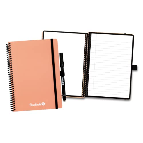 BAMBOOK Colourful Notizbuch - Rosa - A5 - Blanko & Liniert, Wiederverwendbares Notizbuch, Notizblock, Reusable Notebook von BAMBOOK