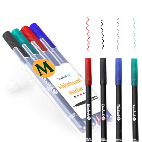BAMBOOK Markerset 4 Farben - Stiften Schwarz, Grün, Rot, Blau - Löschbare Marker (M (1mm)) von BAMBOOK