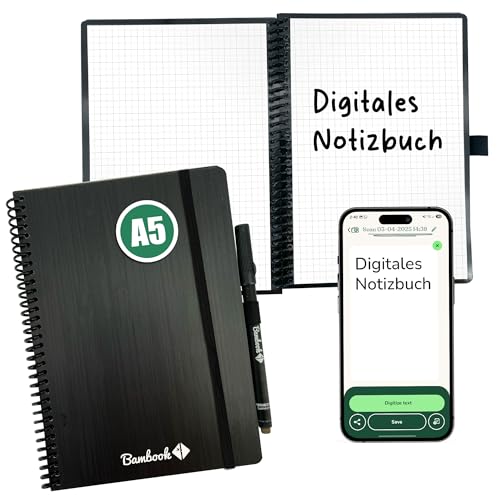 BAMBOOK Classic Notizbuch Original - A5 - Kariert, Wiederverwendbares Notizbuch, Notizblock, Reusable Notebook von BAMBOOK