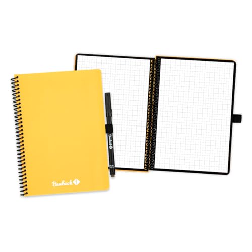 BAMBOOK Colourful Notizbuch - Gelb - A5 - Kariert, Wiederverwendbares Notizbuch, Notizblock, Reusable Notebook von BAMBOOK