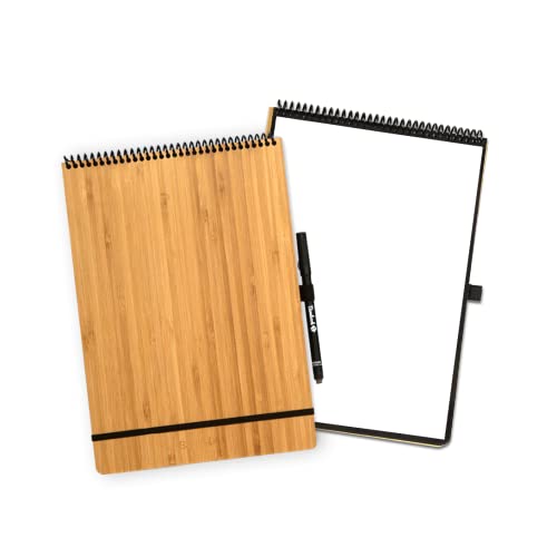 BAMBOOK Notepad - Bambus-Holz Hardcover - A4 - Blanko, Wiederverwendbares Notizbuch, Notizblock, Reusable Notebook von BAMBOOK