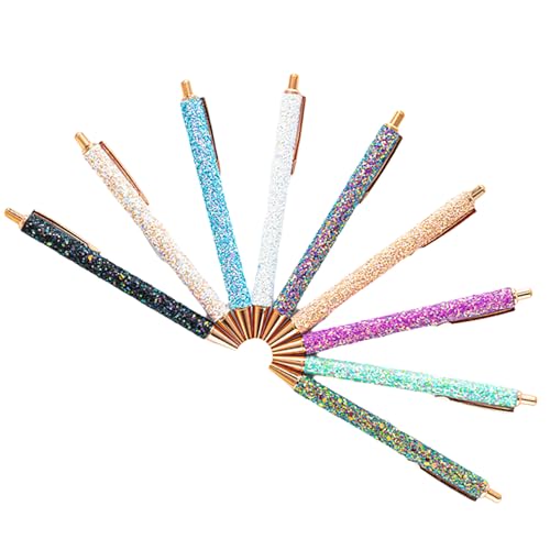 Sparkly Kugelschreiber 9PCS, Pretty Ladies Geschenkkugelschreiber, einziehbarer schwarzer Biros, geeignet für Studenten, Kinder, Erwachsene, Schule, Büro, Zuhause, Zeichnen von BAMINX