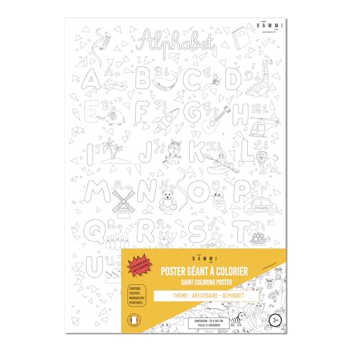 BAMMI Riesiges Poster zum Ausmalen, Alphabet, 100 cm x 70 cm, Papier 150 g/m² BAMMI Riesiges Poster zum Ausmalen, Alphabet, 100 cm x 70 cm, Papier 150 g/m² von BAMMI
