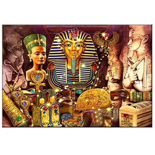 DIY 5D Diamant Malerei Vollbohrer Kit,Ägypten Pharaonen und Schätze 5D Diamond Painting Set,Malen nach Zahlen Diamant,Diamond Painting Bilder für Erwachsene Kinder,Basteln Wand Decor 50x60cm von BAMZOK