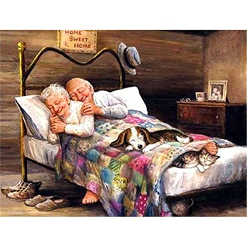 Diamond Painting Set Full Altes Ehepaar schläft 50x60cm DIY Diamant Malerei Bilder,5D Diamant Gemälde Strass Stickerei Kreuzstich Set,Diamant malerei Kits Malen Nach Zahlen für Home Wall Decor von BAMZOK
