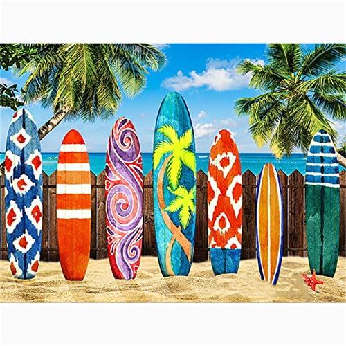 Diamond Painting Set Full Bunte Surfbretter am Meer DIY Diamant Malerei Bilder,5D Diamant Gemälde Strass Stickerei Kreuzstich-Set,Diamant malerei Kits Malen Nach Zahlen für Home Wall Decor 30x40cm von BAMZOK