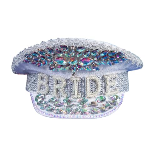 Jeweled Kapitän Hut mit schweren Kristall Pailletten Für Braut Bachelorette Party Hand Perlen Hut Hochzeit Fotos Braut Hüte Für Frauen von BANAN