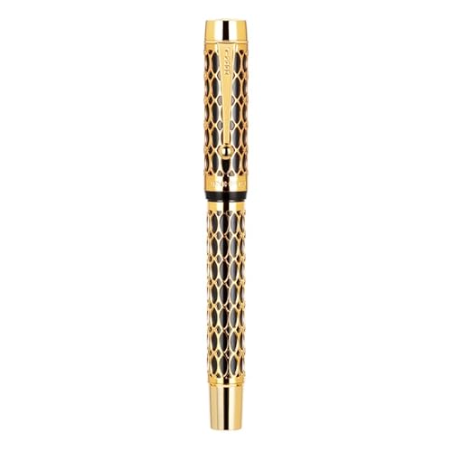 BANDKIT Centennial Füllfederhalter aus Kunstharz, hohl, goldener Clip, Büro, Geschenk, Schreibwaren, Schulbedarf (Gelb, EF) von BANDKIT