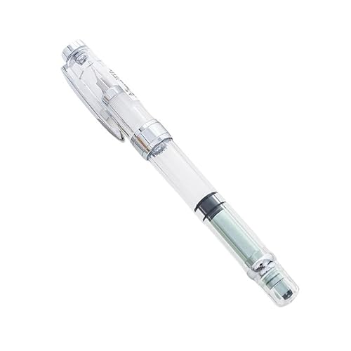BANDKIT Fashion Brief-Füllfederhalter, transparent, Gold- oder Silber-Clip, bunte Tinte, Stifte, Studenten, Schulbedarf, Schreibwaren (Silber, Transparent, Grün, F-Feder 05 mm) von BANDKIT