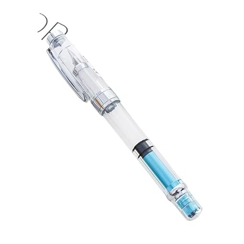 BANDKIT Fashion Brief-Füllfederhalter, transparent, Gold- oder Silber-Clip, bunte Tinte, Stifte, Studenten, Schulbedarf, Schreibwaren (Silber, klares Blau, F-Feder 05 mm) von BANDKIT