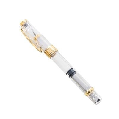 BANDKIT Fashion Brief-Füllfederhalter, transparent, Gold- oder Silber-Clip, bunte Tinte, Stifte, Studenten, Schulbedarf, Schreibwaren (goldfarblos, F-Feder 05 mm) von BANDKIT