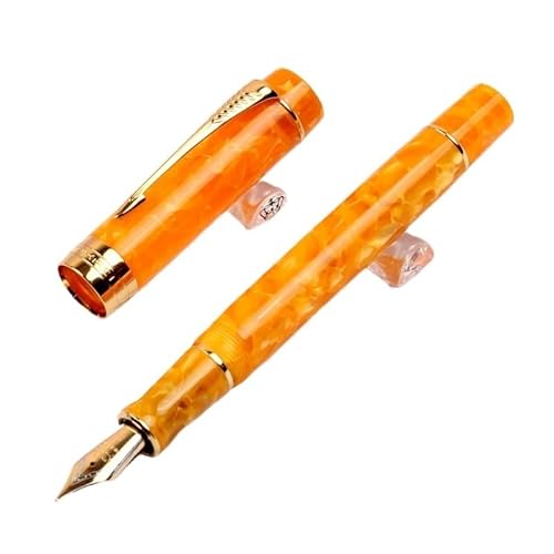 BANDKIT Füllfederhalter aus Kunstharz, Iridum EF/F/M/gebogene Feder mit Konverter, goldfarben/silberfarbener Clip, für Büro, Büro (06) von BANDKIT