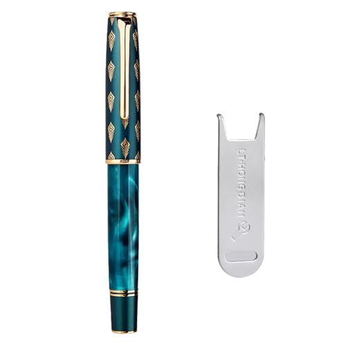 BANDKIT Füllfederhalter aus Kunstharz, schöne Pfauen-Totemkappe, Kolbenfärbung, EF/F-Spitzen, glattes Schreiben, Tintenstift, Bürobedarf (F) von BANDKIT