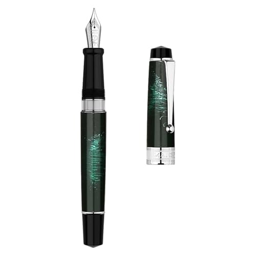 BANDKIT Füllfederhalter aus Metall, Kolbentinte, Iridium, EF/F/M, Feder, schönes Schreibset, Geschenkset, Bürobedarf (grün, Feder) von BANDKIT