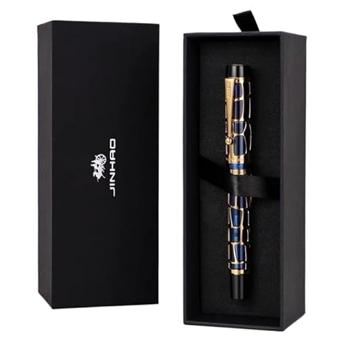 BANDKIT Füllfederhalter mit einzigartigem goldfarbenem Hohl-Design, Schreibwaren, Büro, Business, Tintenstifte zum Schreiben, Zeichnen, Geschenk (Hellgrau, F 0,5 mm) von BANDKIT
