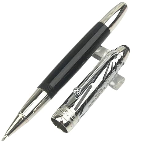BANDKIT Kolbenroller-Füllfederhalter, schwarz, limitierte Auflage, blau-grün, Kunstharz, Metallkappe, Büro, Schreibstift (weiß, Stift und Stiftebox) von BANDKIT
