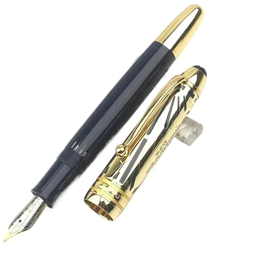 BANDKIT Kolbenroller-Füllfederhalter, schwarz, limitierte Auflage, blau-grün, Kunstharz, Metallkappe, Büroschreibstift (Armeegrün, Stift- und Stiftebox) von BANDKIT
