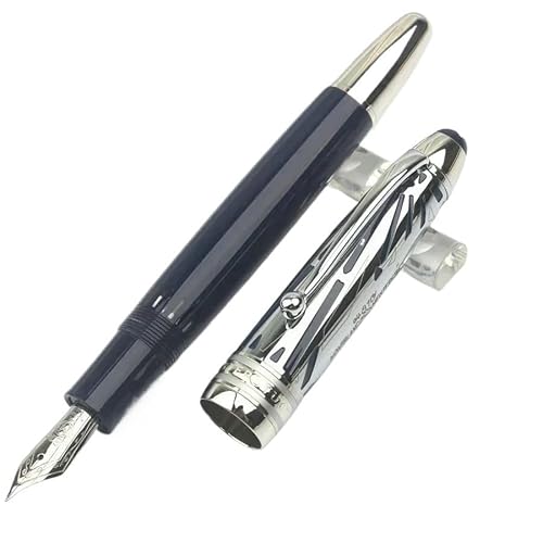 BANDKIT Kolbenroller-Füllfederhalter, schwarz, limitierte Auflage, blau-grün, Kunstharz, Metallkappe, Büroschreibstift (Dunkelgrau, Stift- und Stiftebox) von BANDKIT