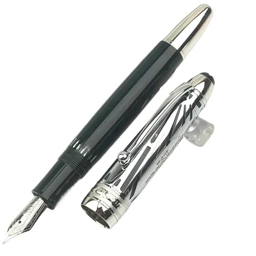 BANDKIT Kolbenroller-Füllfederhalter, schwarz, limitierte Auflage, blau-grün, Kunstharz, Metallkappe, Büroschreibstift (Pink, nur Stift) von BANDKIT