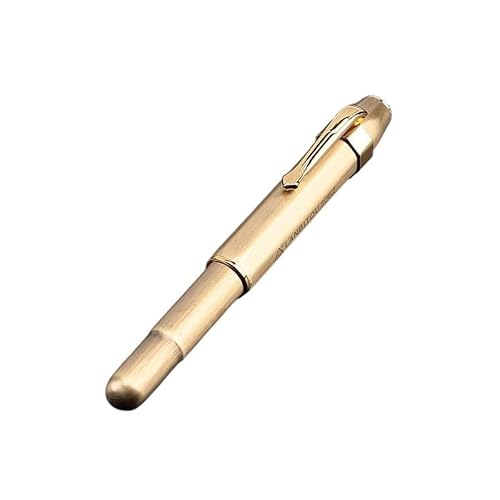 BANDKIT Mini-Füllfederhalter aus Messing, Vintage-Stil, kurz, mit freiliegender oder kapuze Feder, für Büro, Schule, Schreibwaren, tragbare Tintenstifte (01, F (freiliegende Feder) von BANDKIT