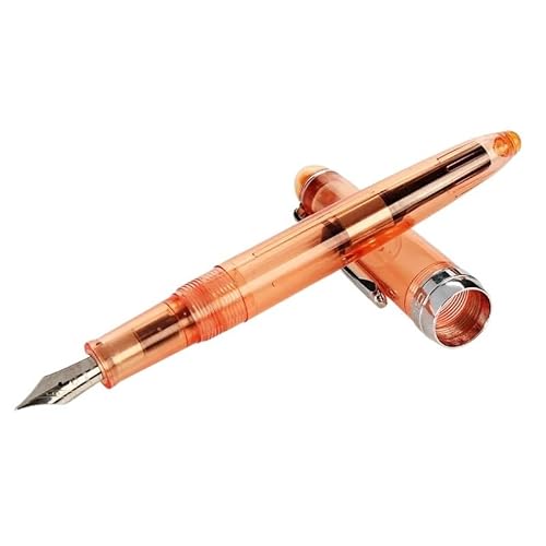 BANDKIT Süßer transparenter Füllfederhalter mit 0,5 mm F-Spitze, Kunstharz-Tintenstifte zum Schreiben, Schulbedarf, Schreibwaren (transparentes Orange) von BANDKIT