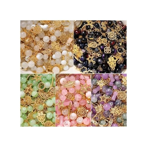 BANGHA Armbänder Selber Machen,DIY 30g 50g/Lot Metall Charms Glas Perlen Anschlüsse Schmuck Zubehör for DIY Armband Halskette Ohrringe Gemischt Schmuck Machen Set(30 Grams,5) von BANGHA