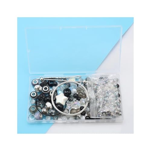 BANGHA Armbänder Selber Machen,DIY Schmuckherstellungsset, Perlen mit großem Loch, Glasperlen, Acrylanhänger, Schlüsselverschluss, elastisches Kabel, Feder, Lesezeichenseite(B) von BANGHA