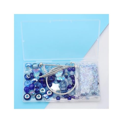 BANGHA Armbänder Selber Machen,DIY Schmuckherstellungsset, Perlen mit großem Loch, Glasperlen, Acrylanhänger, Schlüsselverschluss, elastisches Kabel, Feder, Lesezeichenseite(D) von BANGHA