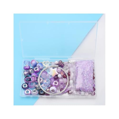 BANGHA Armbänder Selber Machen,DIY Schmuckherstellungsset, Perlen mit großem Loch, Glasperlen, Acrylanhänger, Schlüsselverschluss, elastisches Kabel, Feder, Lesezeichenseite(F) von BANGHA