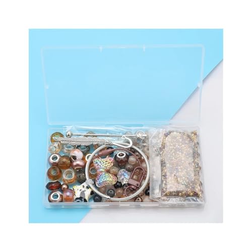 BANGHA Armbänder Selber Machen,DIY Schmuckherstellungsset, Perlen mit großem Loch, Glasperlen, Acrylanhänger, Schlüsselverschluss, elastisches Kabel, Feder, Lesezeichenseite(I) von BANGHA