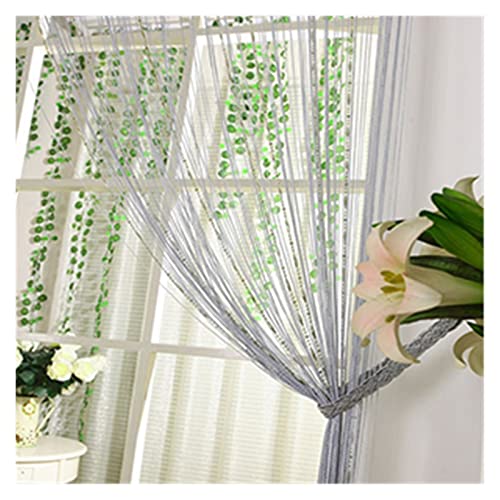 Perlenvorhänge,Thread Curtain 12 Farbe Perlen Linie Vorhang Moderne Garn gefärbte Vorhänge for Wohnzimmertür Hotel Café Innendekoration Feste(Gray) von BANGHA