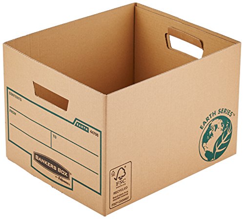 Bankers Box Archivbox Standard, Earth Series 100% recycelt, doppelter Boden und Trageseiten, für Ringbücher und 80mm Archivschachteln, Pack mit 10 Stück von BANKERS BOX