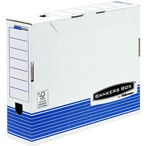 Bankers Box Archivschachtel A3 mit FastFold System, 100 mm, FSC, 10er-Packung, weiß/blau von BANKERS BOX