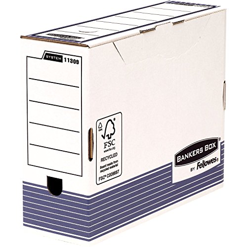 Bankers Box Archivschachtel A4+ Format, 100 mm Rückenbreite, System Serie, mit schnellem FastFold Aufbau, aus 100% recyceltem Karton, Pack mit 10 Stück von BANKERS BOX