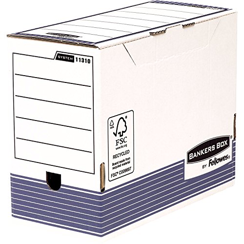 Bankers Box Archivschachtel A4+ Format, 200 mm Rückenbreite, System Serie, mit schnellem FastFold Aufbau, aus 100% recyceltem Karton, Pack mit 10 Stück von BANKERS BOX