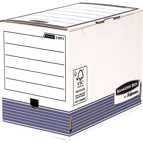 Bankers Box Archivschachtel A4+ Format, 200 mm Rückenbreite, System Serie, mit schnellem FastFold Aufbau, aus 100% recyceltem Karton, Pack mit 10 Stück von BANKERS BOX