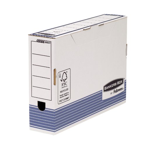 Bankers Box Archivschachtel Folio mit FastFold System, 80 mm, FSC, 10er-Packung, weiß/blau von BANKERS BOX