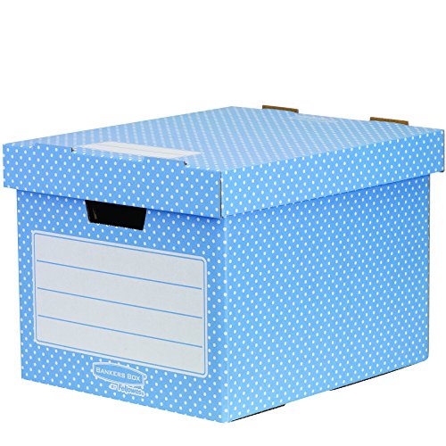 Bankers Box Style Series Aufbewahrungsbox aus 100% recyceltem Karton, 4-er Pack, blau/weiß von BANKERS BOX