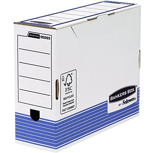 Bankers Box System A4 Archivschachtel, 100 mm mit Fastfold Inhalt, 10 Stück, blau/weiß von BANKERS BOX