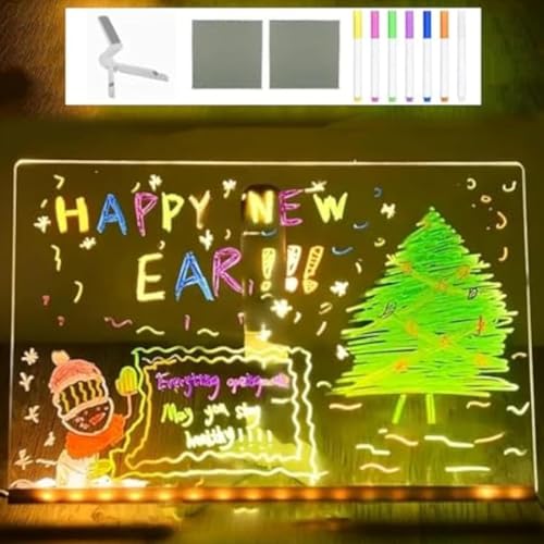 Magicboard, Wo Kreativität Aufleuchtet, Magicboard – Magisches Zeichenbrett, Magicboard, LED-Zeichenbrett, Mit Farbnotizblock Mit Verstellbarem Ständer Und 7 Stiften(7.87 * 7.87in) von BANTASE